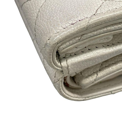 Chanel Trifold Wallet Quilted White Silver