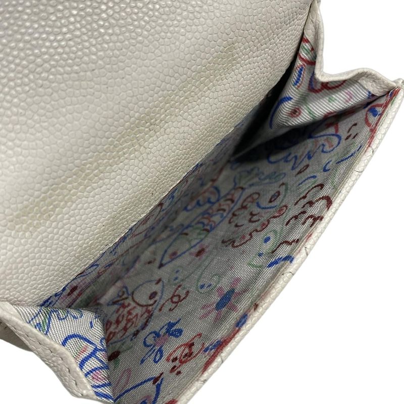 Chanel Trifold Wallet Quilted White Silver