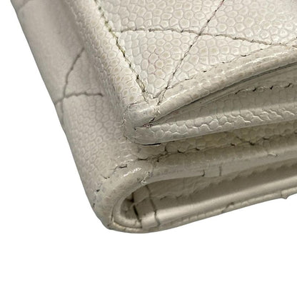Chanel Trifold Wallet Quilted White Silver