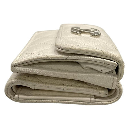 Chanel Trifold Wallet Quilted White Silver