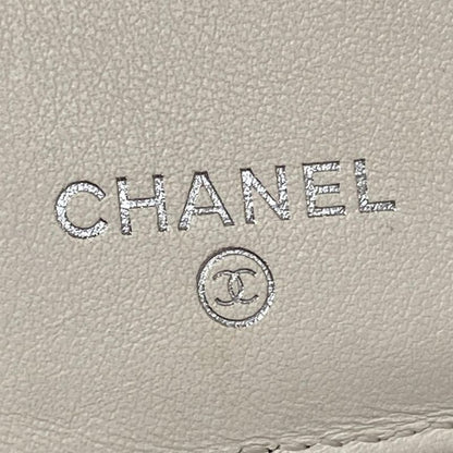 Chanel Trifold Wallet Quilted White Silver