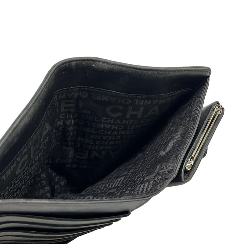 Chanel Wallet Icon Black Silver Lambskin