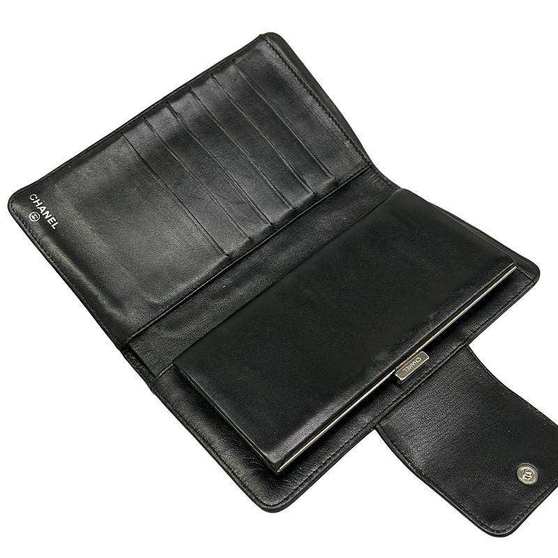 Chanel Wallet Icon Black Silver Lambskin