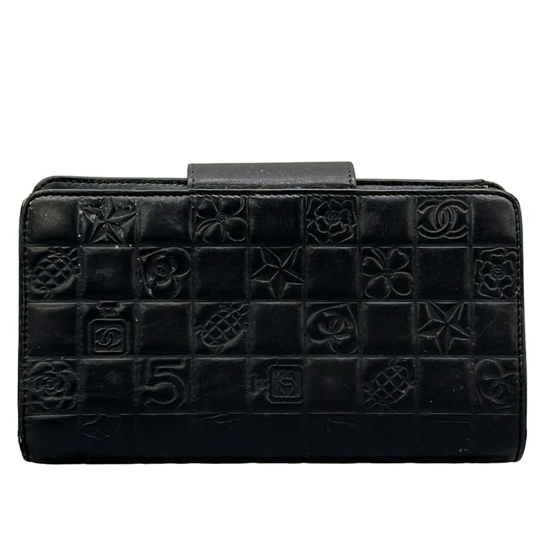 Chanel Wallet Icon Black Silver Lambskin