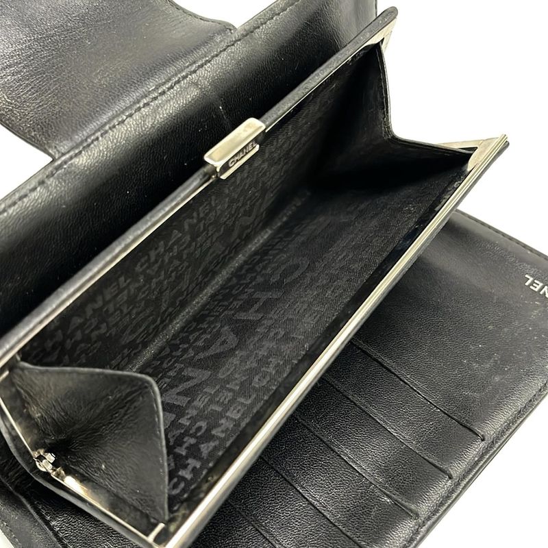 Chanel Wallet Icon Black Silver Lambskin