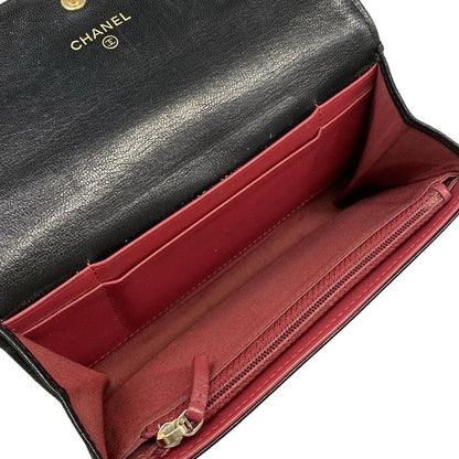 Chanel Wallet Black Gold Lambskin