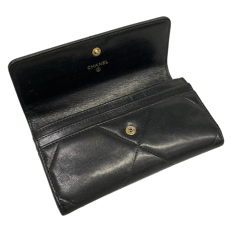 Chanel Wallet Black Gold Lambskin