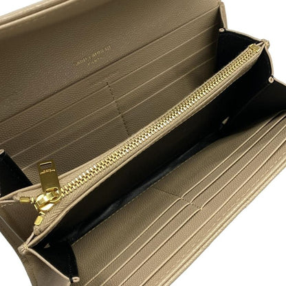 Saint Laurent Paris Wallet Monogram Large Flap Beige Leather