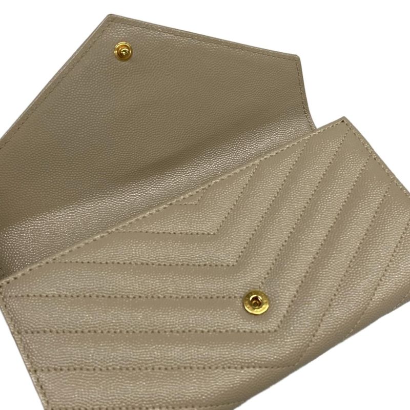 Saint Laurent Paris Wallet Monogram Large Flap Beige Leather