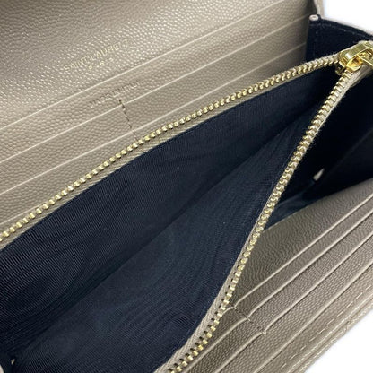 Saint Laurent Paris Wallet Monogram Large Flap Beige Leather