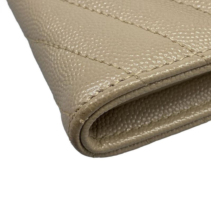 Saint Laurent Paris Wallet Monogram Large Flap Beige Leather