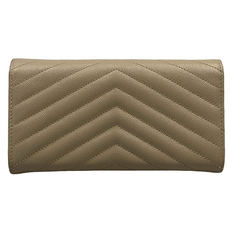 Saint Laurent Paris Wallet Monogram Large Flap Beige Leather