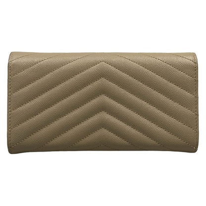 Saint Laurent Paris Wallet Monogram Large Flap Beige Leather