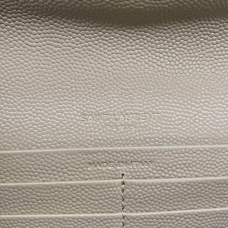 Saint Laurent Paris Wallet Monogram Large Flap Beige Leather