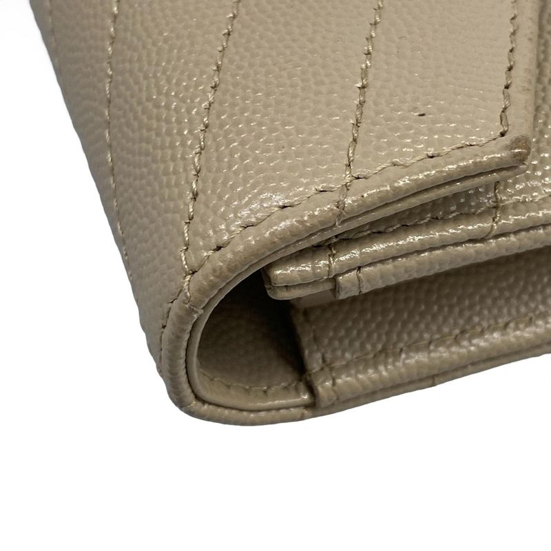 Saint Laurent Paris Wallet Monogram Large Flap Beige Leather