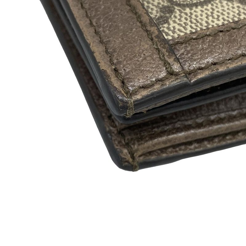 Gucci Bifold Wallet Ophidia Beige Ebony Dark Brown Leather