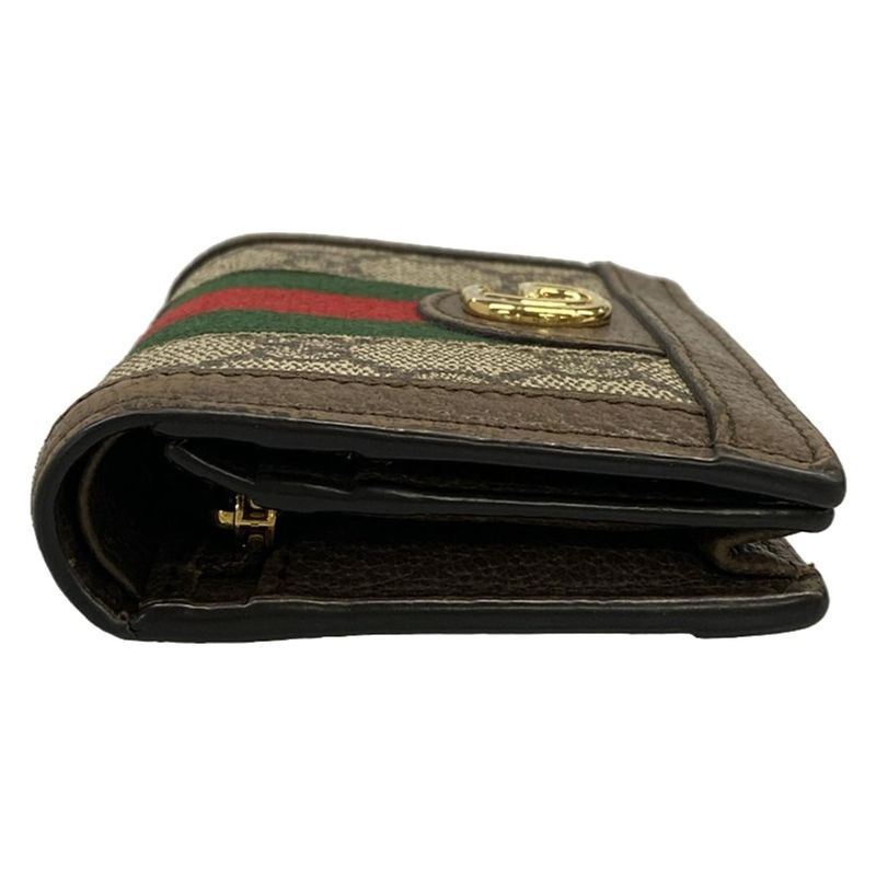 Gucci Bifold Wallet Ophidia Beige Ebony Dark Brown Leather