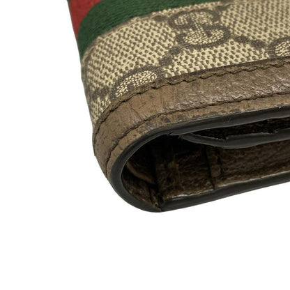 Gucci Bifold Wallet Ophidia Beige Ebony Dark Brown Leather