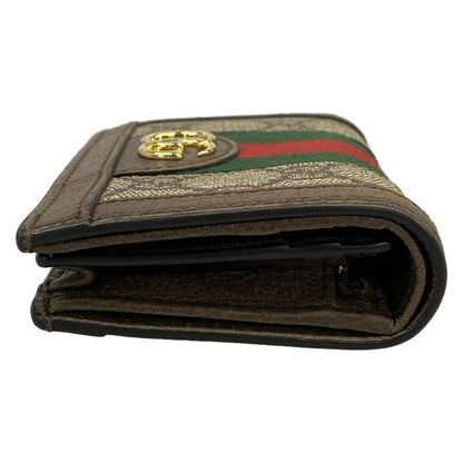 Gucci Bifold Wallet Ophidia Beige Ebony Dark Brown Leather