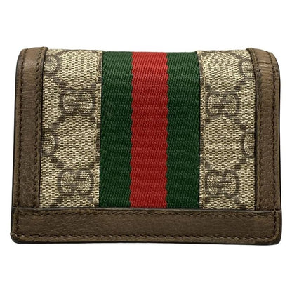 Gucci Bifold Wallet Ophidia Beige Ebony Dark Brown Leather
