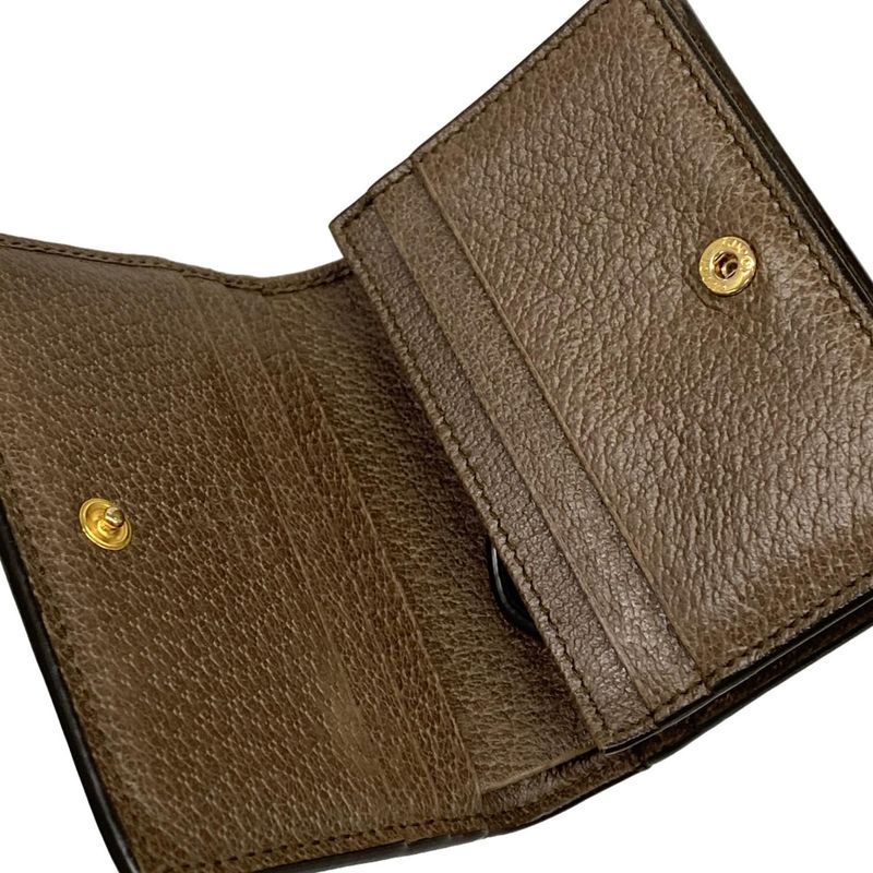Gucci Bifold Wallet Ophidia Beige Ebony Dark Brown Leather