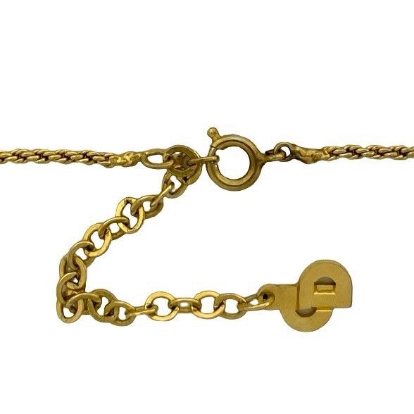 Dior Vintage CD Logo Motif Necklace Pendant Choker Gold