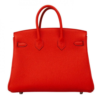 Hermes Handbag Birkin 25 Togo Rouge Ladieu Silver