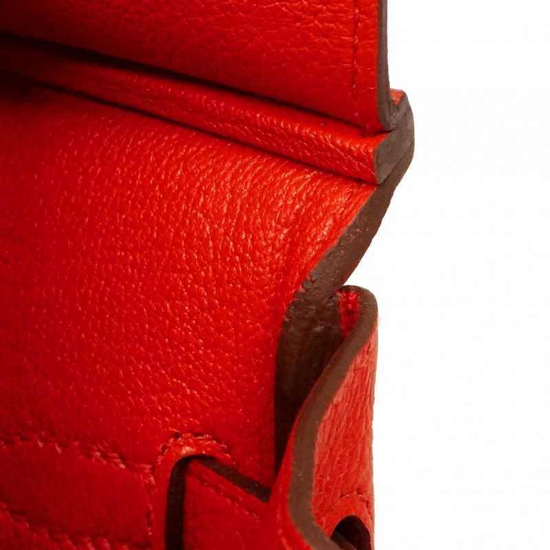Hermes Handbag Birkin 25 Togo Rouge Ladieu Silver