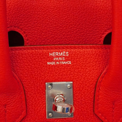 Hermes Handbag Birkin 25 Togo Rouge Ladieu Silver