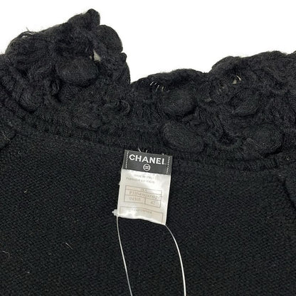 Chanel Short Sleeve Sweater 42 L Black Cashmere