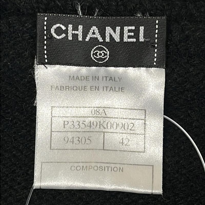 Chanel Short Sleeve Sweater 42 L Black Cashmere