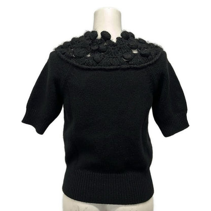 Chanel Short Sleeve Sweater 42 L Black Cashmere