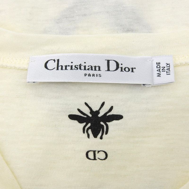 Dior Ja' 8 Logo Short Sleeve Cotton T-Shirt Top Ivory XS
