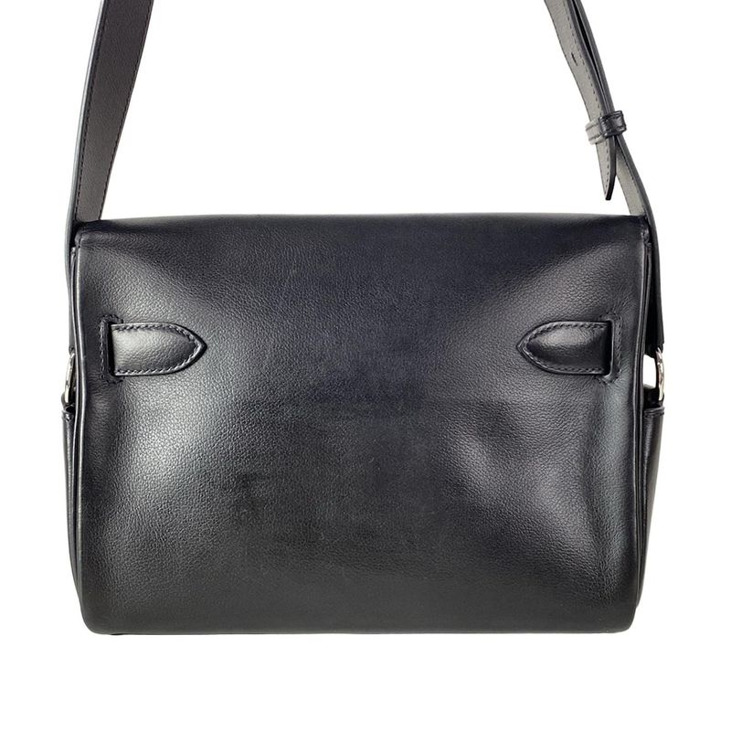 Hermes Shoulder Bag Kelly Messenger PM Black Silver