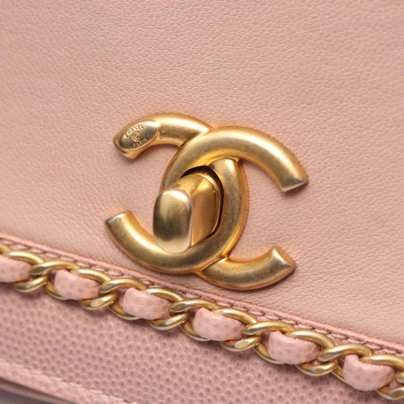 Chanel Shoulder Bag Chain Around Flap Pink Lambskin