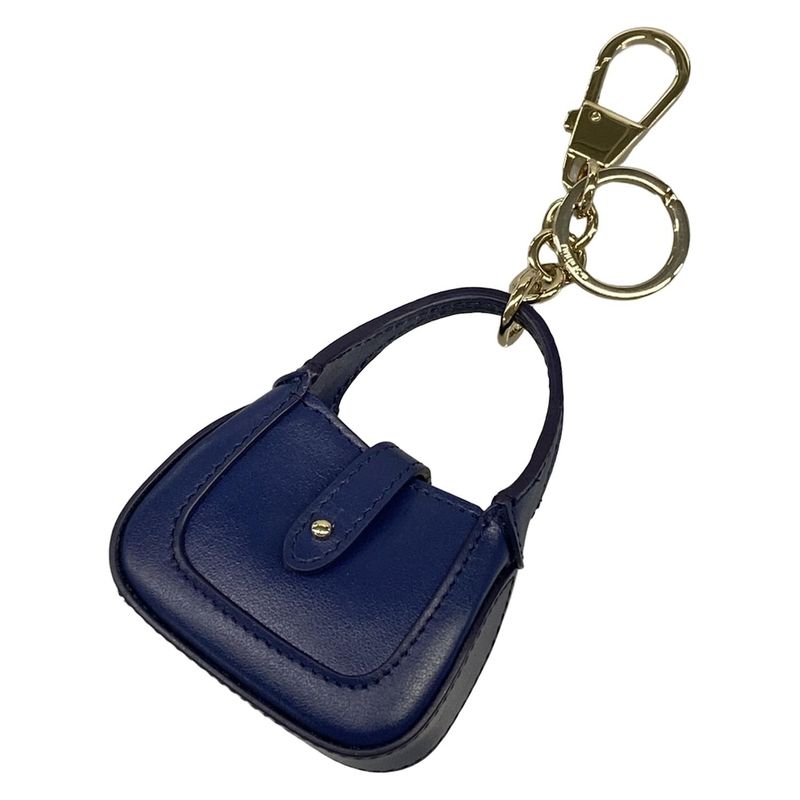 Gucci Key Holder New Jackie Navy Gold Bag Motif Leather
