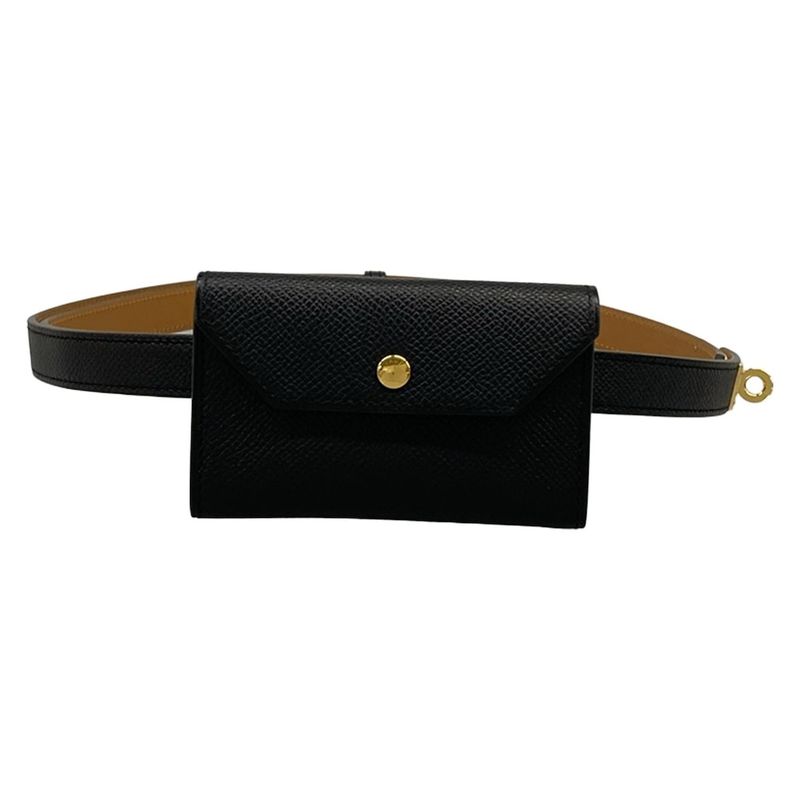 Hermes Belt Kelly Pocket 18 Black with Gold Pouch