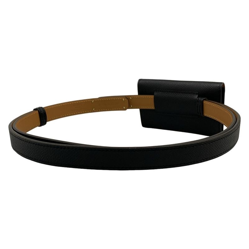 Hermes Belt Kelly Pocket 18 Black with Gold Pouch