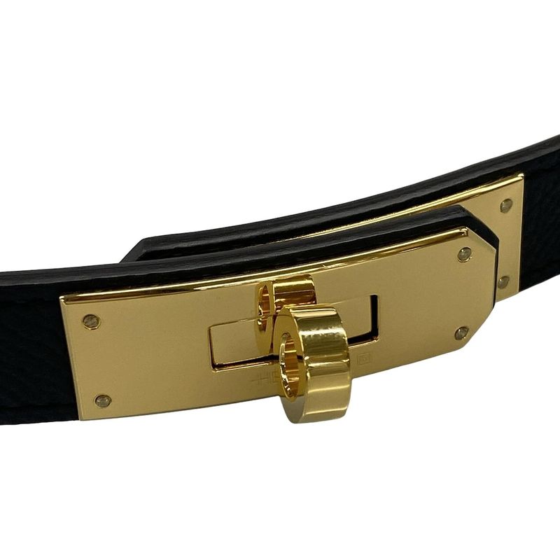 Hermes Belt Kelly Pocket 18 Black with Gold Pouch