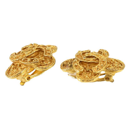 Chanel CC Logo Earrings Gold Vintage