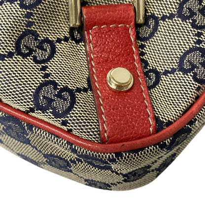 Gucci Handbag Abbey GG Pattern Beige Navy Red Leather