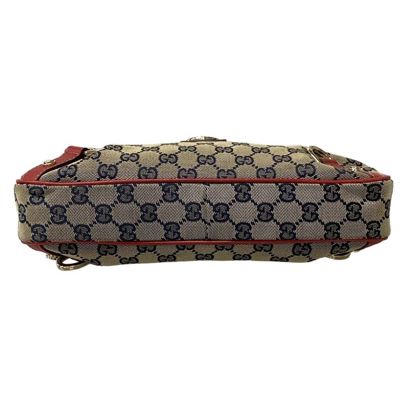 Gucci Handbag Abbey GG Pattern Beige Navy Red Leather
