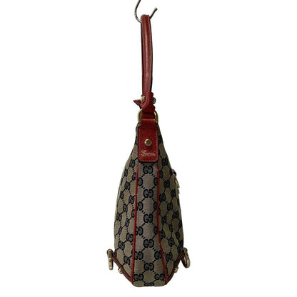Gucci Handbag Abbey GG Pattern Beige Navy Red Leather