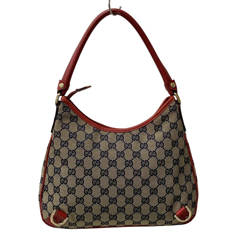 Gucci Handbag Abbey GG Pattern Beige Navy Red Leather