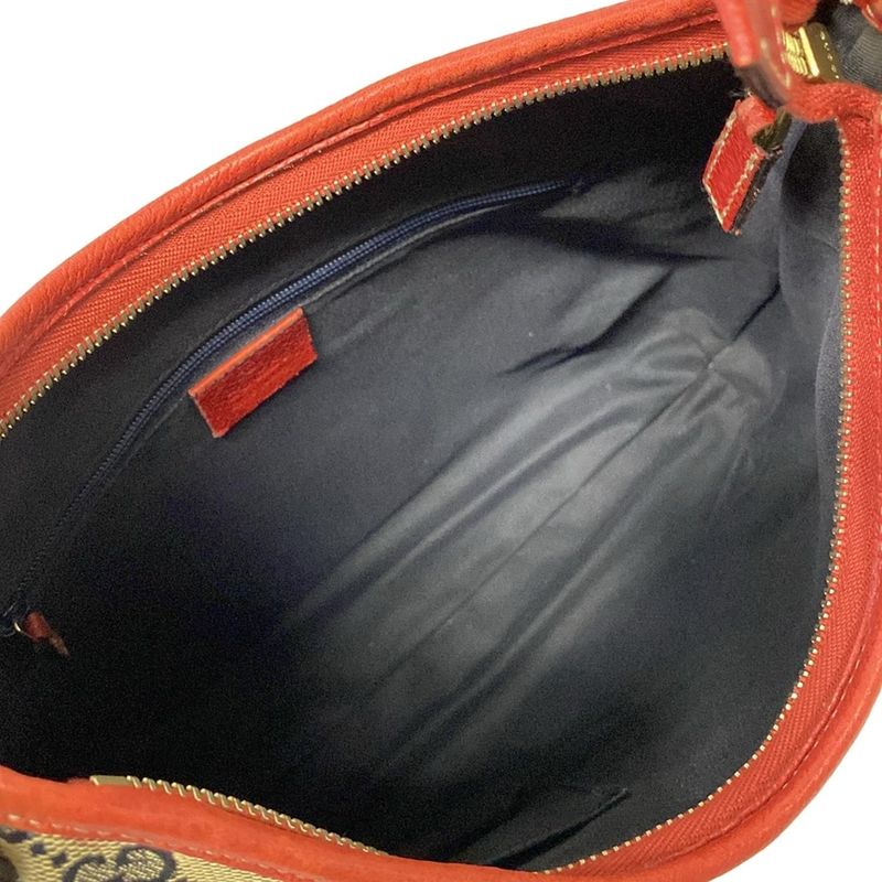 Gucci Handbag Abbey GG Pattern Beige Navy Red Leather