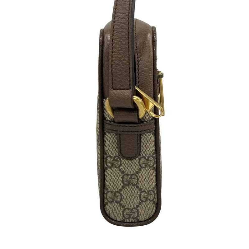 Gucci Shoulder Bag Ophidia Gray Dark Brown Multi Leather