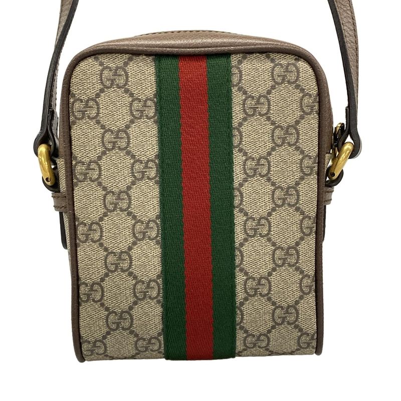 Gucci Shoulder Bag Ophidia Gray Dark Brown Multi Leather