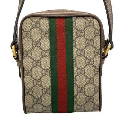 Gucci Shoulder Bag Ophidia Gray Dark Brown Multi Leather