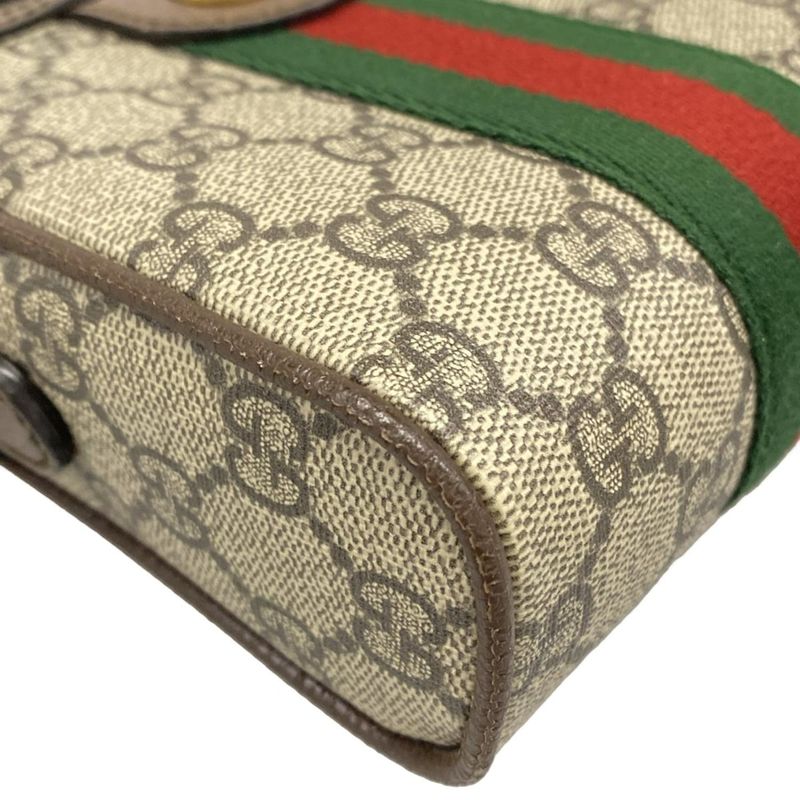 Gucci Shoulder Bag Ophidia Gray Dark Brown Multi Leather