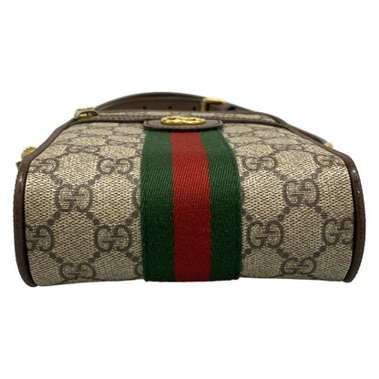 Gucci Shoulder Bag Ophidia Gray Dark Brown Multi Leather